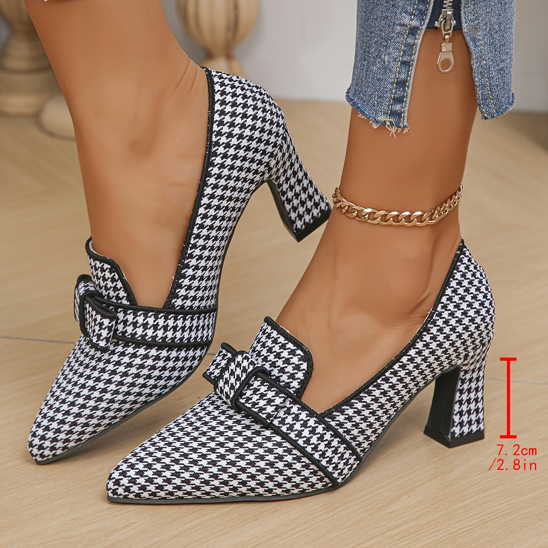 Queniva – Escarpins classiques pied-de-poule avec semelle intérieure confortable