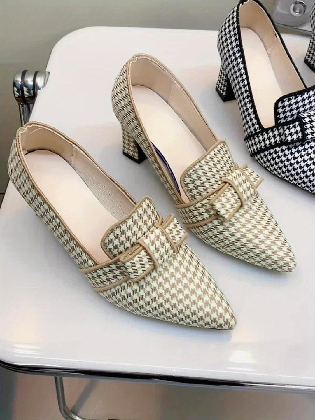 Queniva – Escarpins classiques pied-de-poule avec semelle intérieure confortable