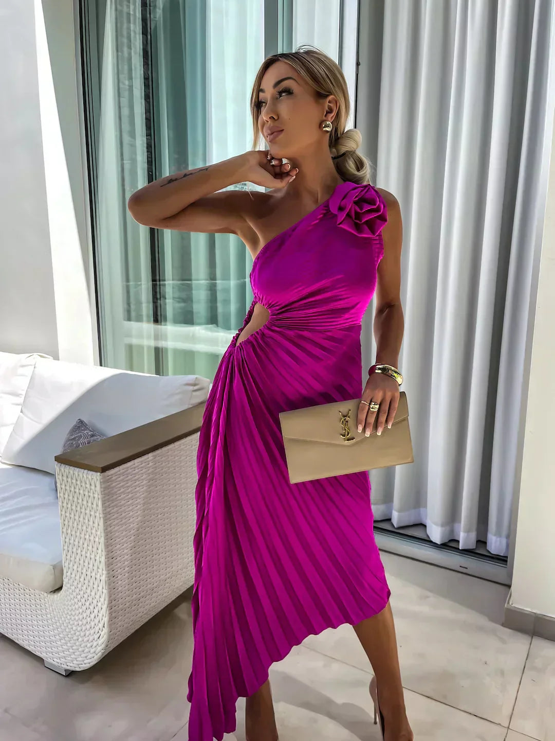 Eya™ | Robe longue florale élégante à une épaule