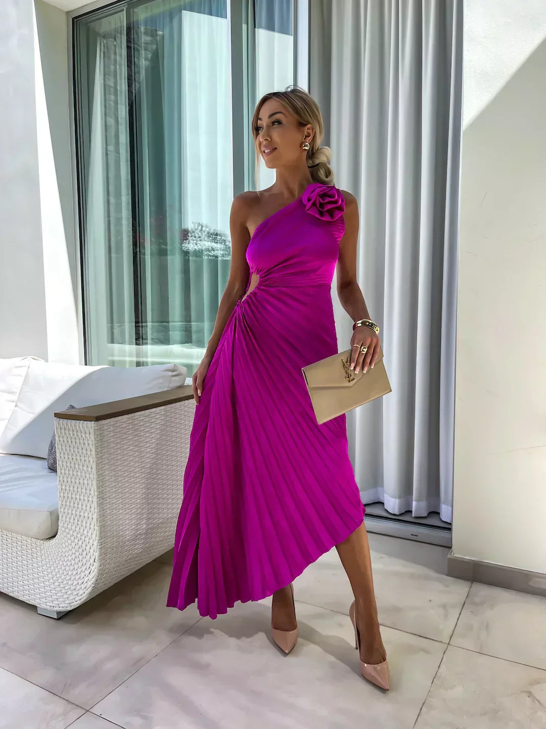 Eya™ | Robe longue florale élégante à une épaule