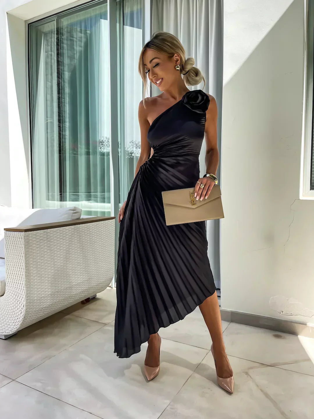 Eya™ | Robe longue florale élégante à une épaule