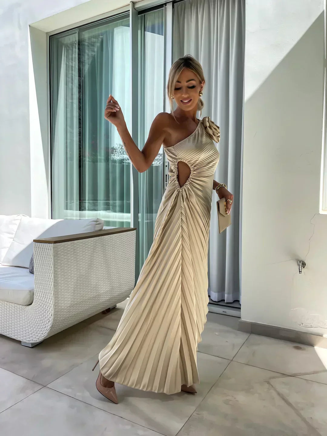 Eya™ | Robe longue florale élégante à une épaule