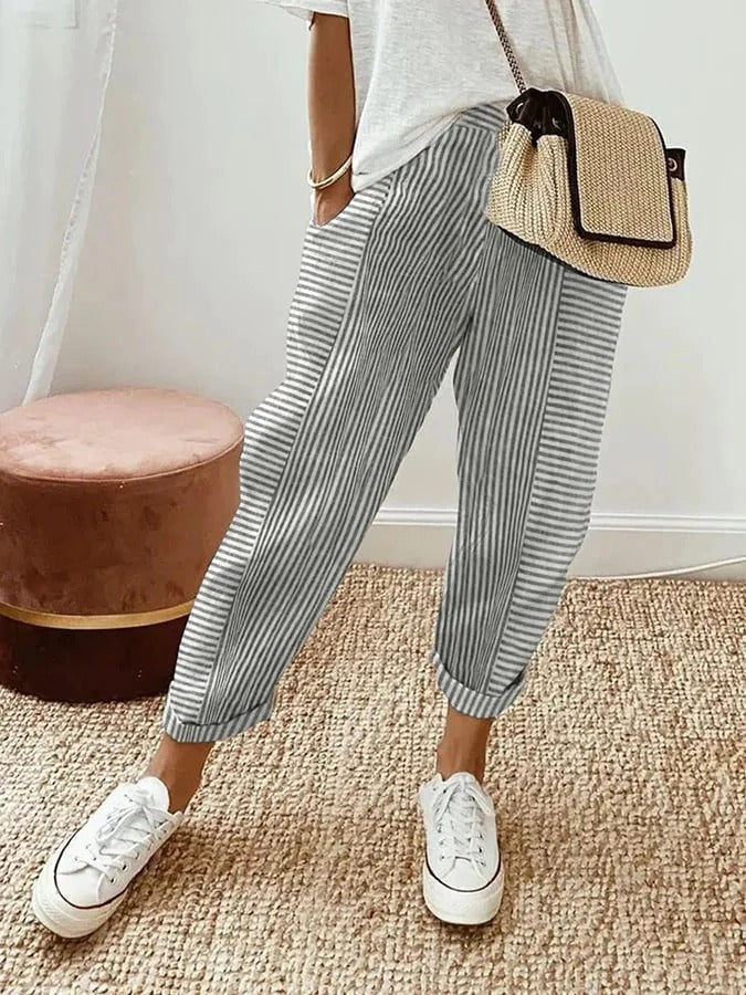 Amynelle | Pantalon d'été court ample à rayures