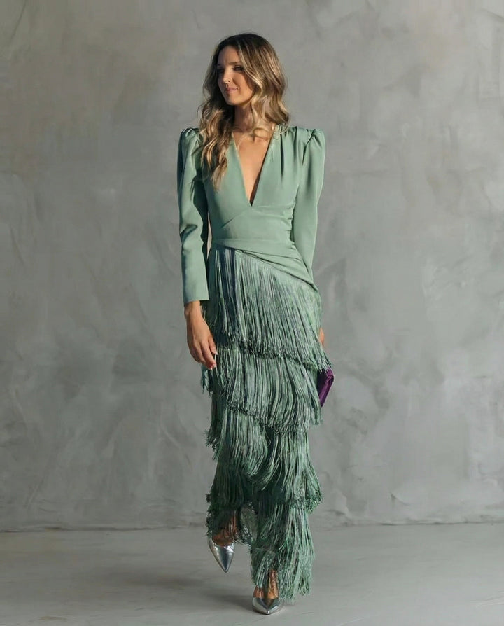 Clara™ | Robe mi-longue élégante à franges