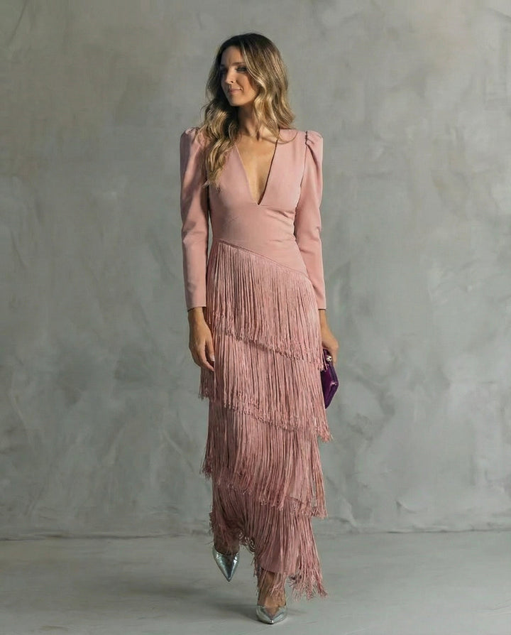 Clara™ | Robe mi-longue élégante à franges
