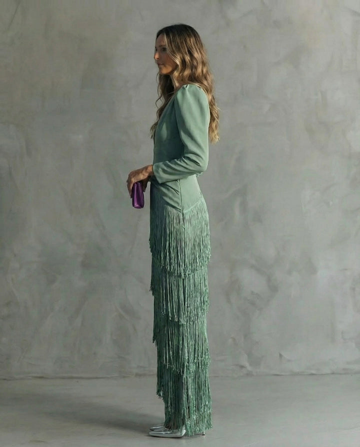 Clara™ | Robe mi-longue élégante à franges