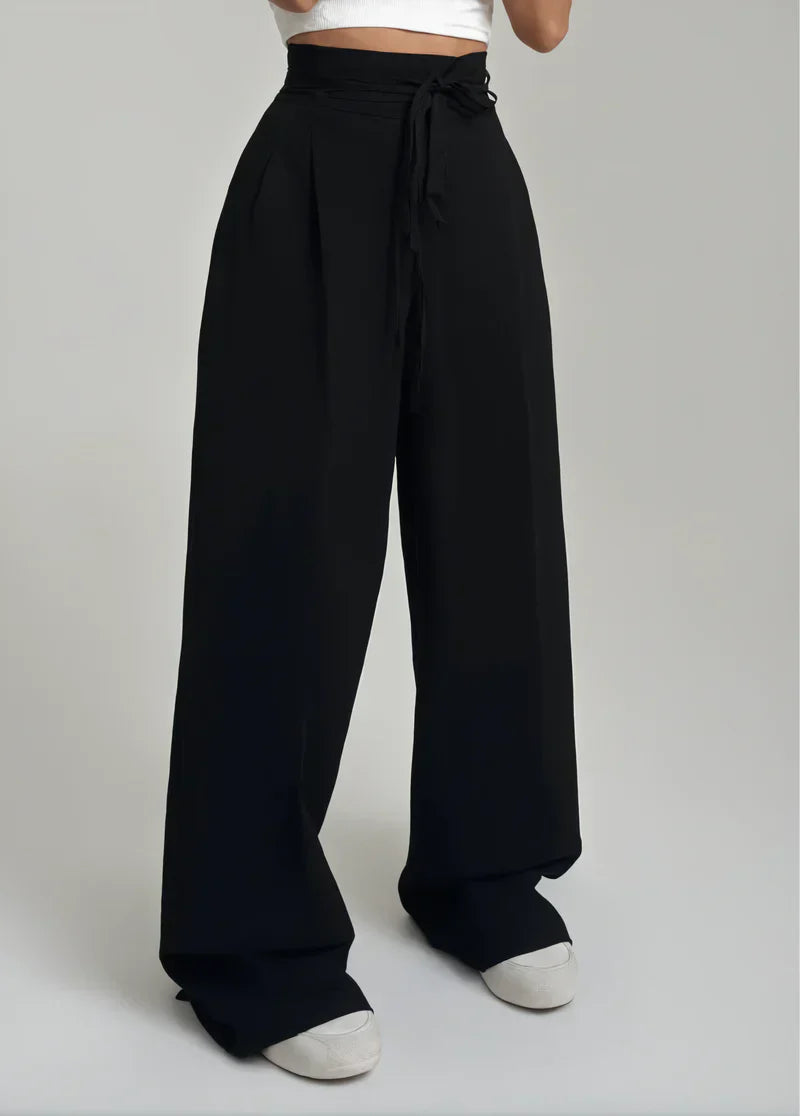 Stefania - Pantalon taille haute jambes larges