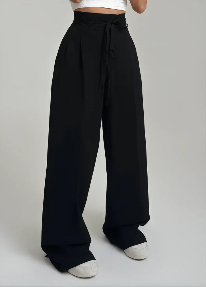 Stefania - Pantalon taille haute jambes larges