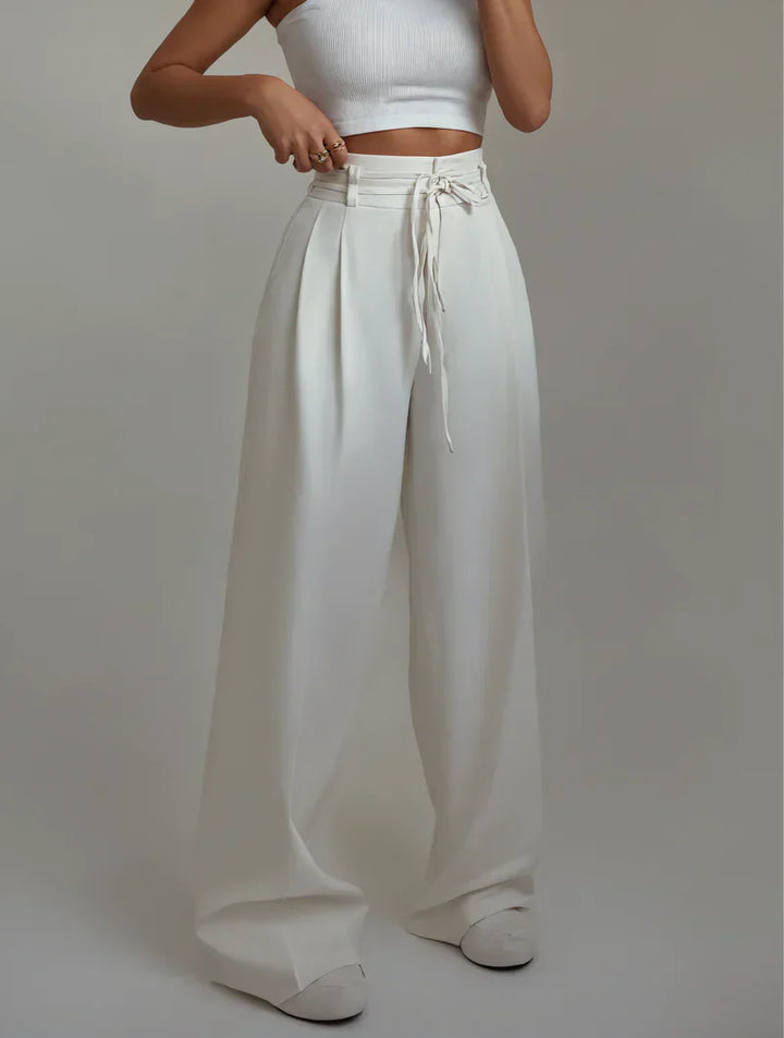 Stefania - Pantalon taille haute jambes larges