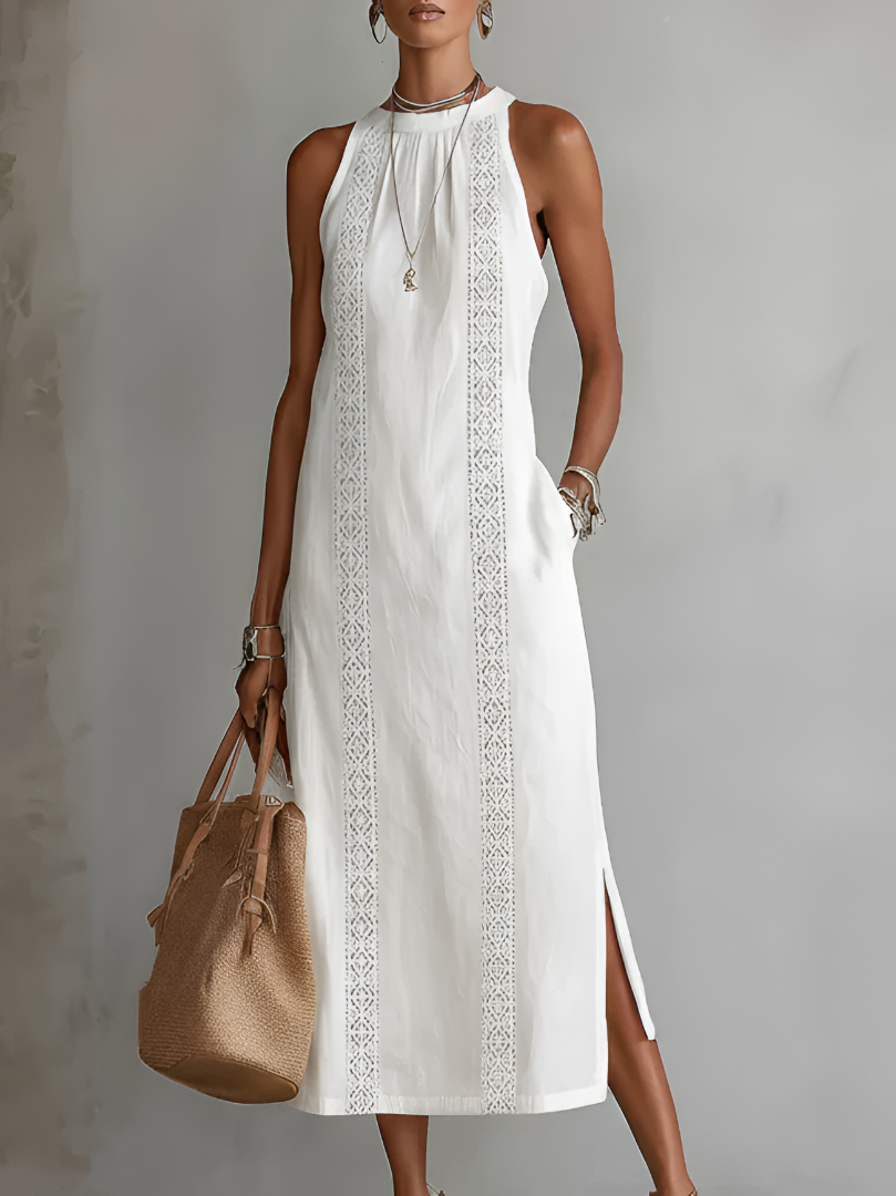 Jiména | Robe longue blanche ample avec dentelle