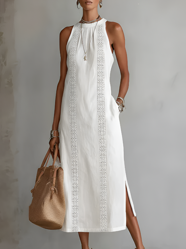 Jiména | Robe longue blanche ample avec dentelle