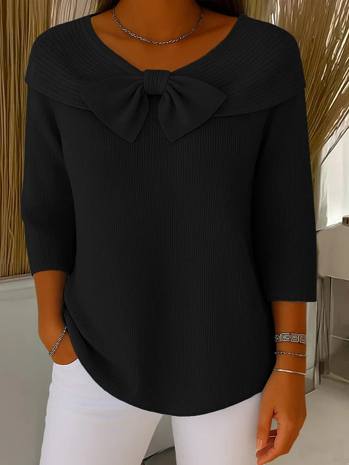 Serenna – Pull femme avec nœud et encolure ronde