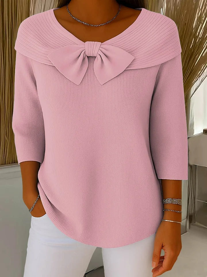 Serenna – Pull femme avec nœud et encolure ronde