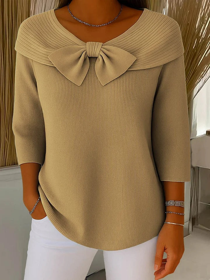 Serenna – Pull femme avec nœud et encolure ronde