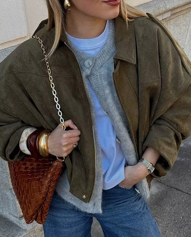 Monika - Blouson Bomber En Daim