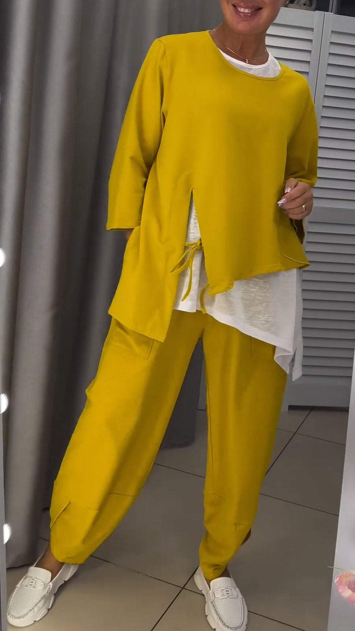 Livia - Ensemble haut et pantalon pour femme encolure ronde