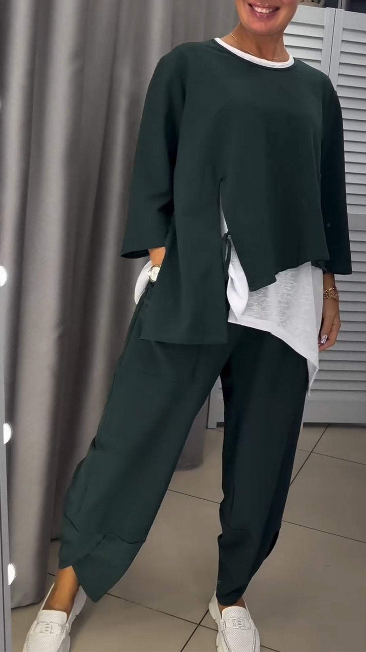 Livia - Ensemble haut et pantalon pour femme encolure ronde
