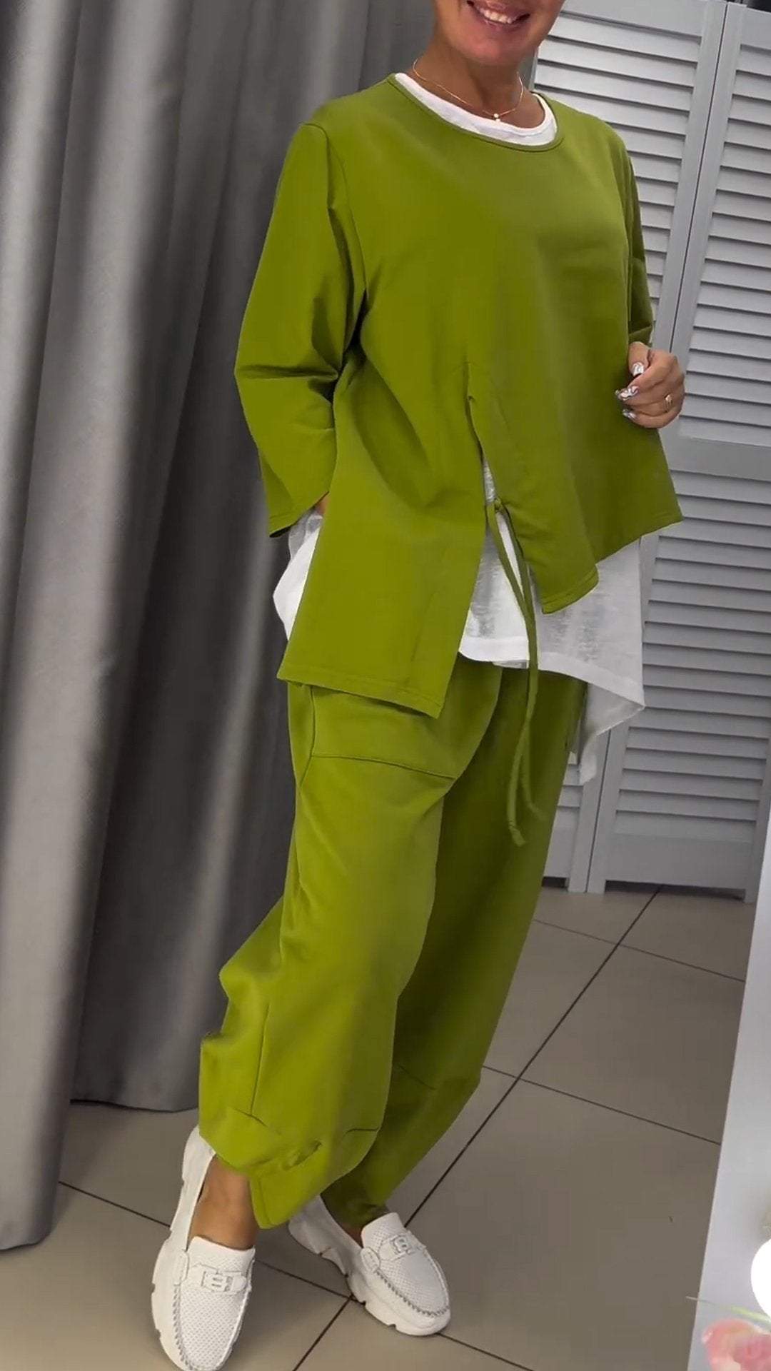 Livia - Ensemble haut et pantalon pour femme encolure ronde