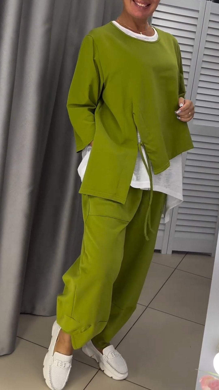 Livia - Ensemble haut et pantalon pour femme encolure ronde