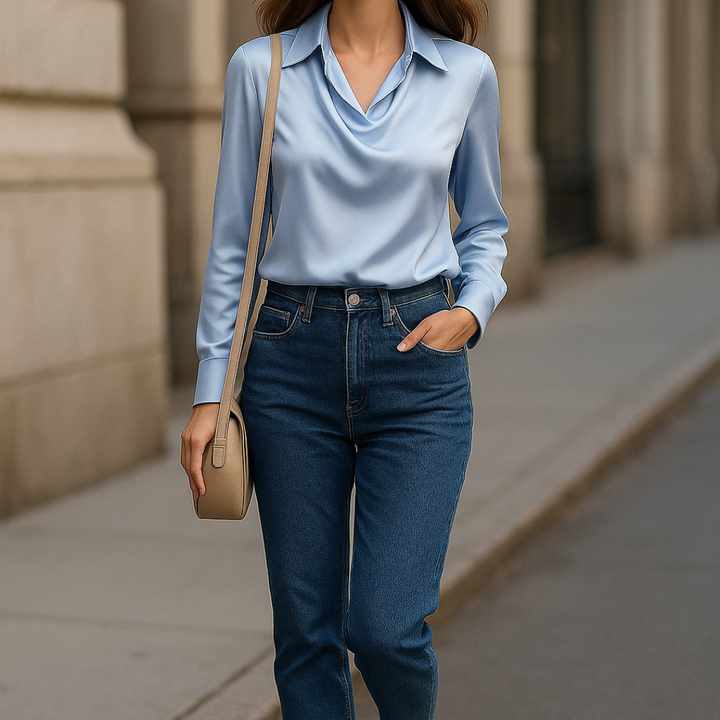 Rosela – Blouse blanche au drapé élégant