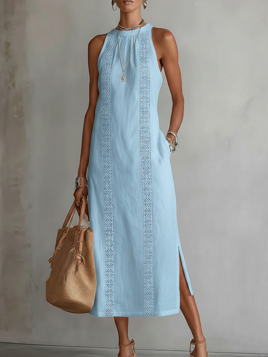 Jiména | Robe longue blanche ample avec dentelle