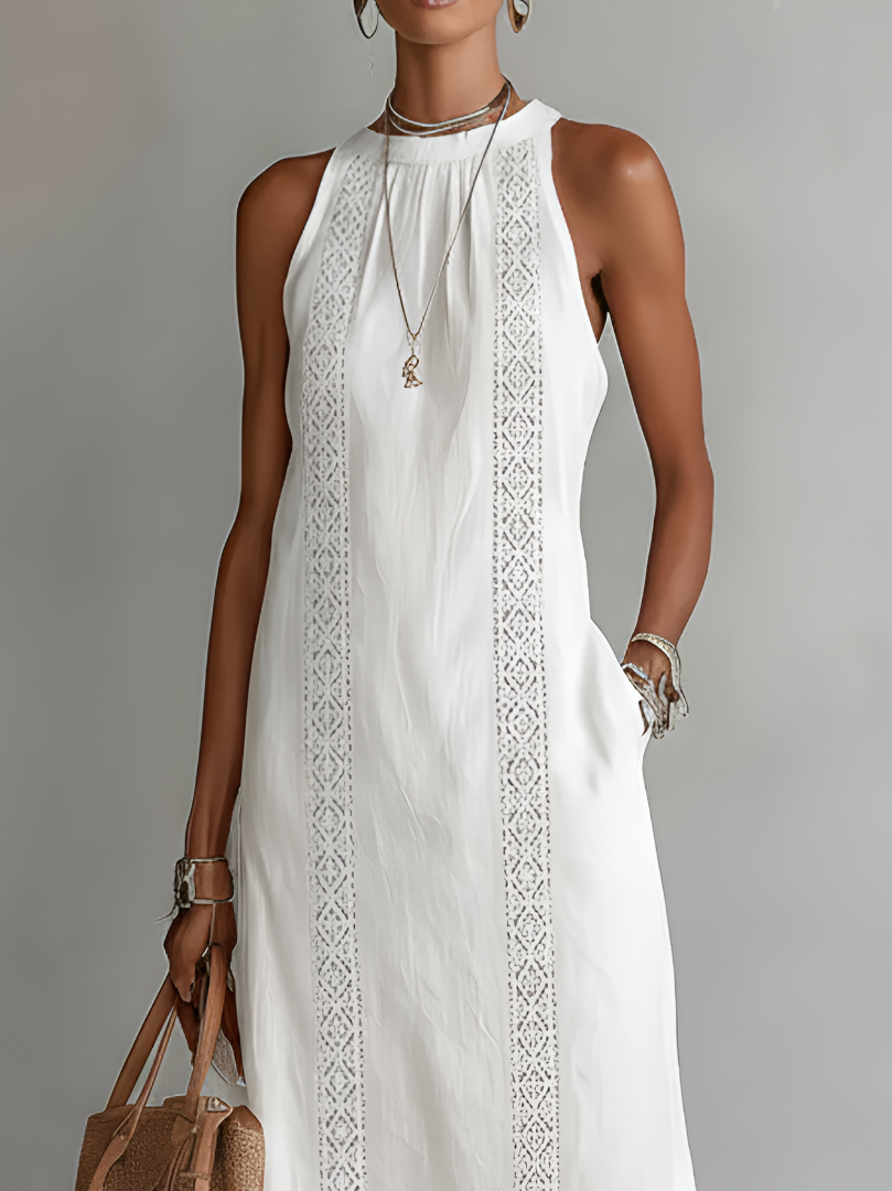 Jiména | Robe longue blanche ample avec dentelle