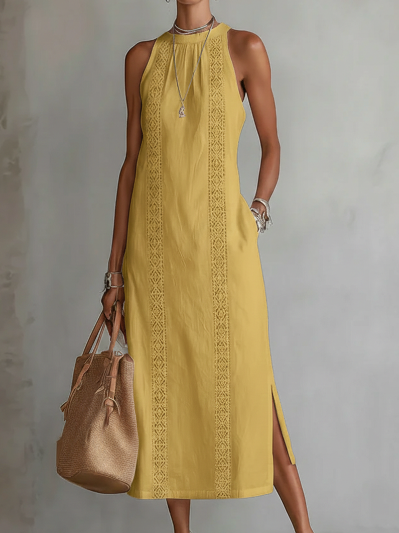 Jiména | Robe longue blanche ample avec dentelle