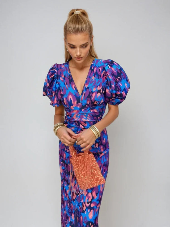 Noor™ - Robe midi à manches bouffantes