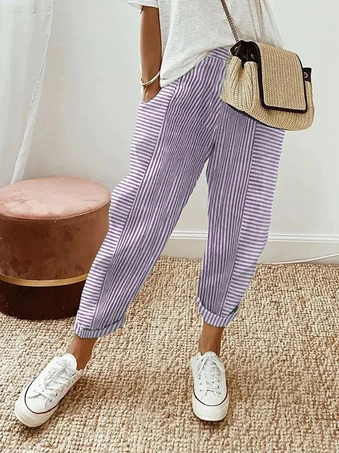 Amynelle | Pantalon d'été court ample à rayures
