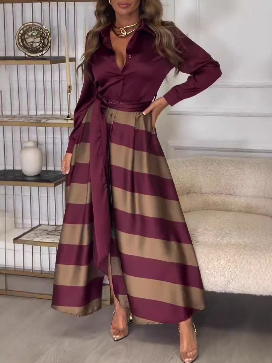 Robe longue rayée