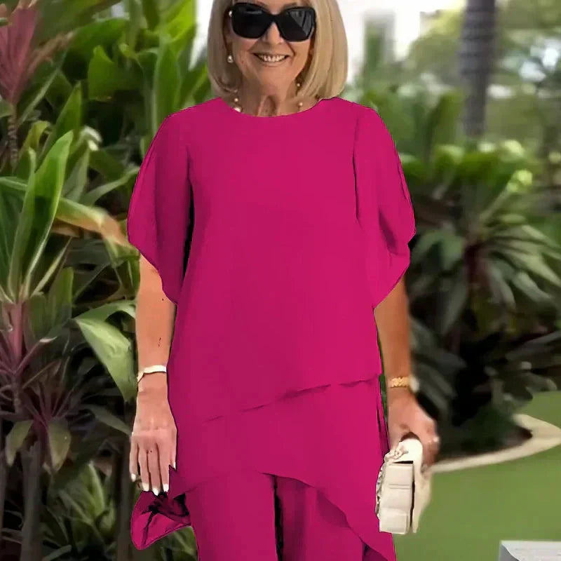 Beata – Ensemble haut et pantalon élégant et irrégulier