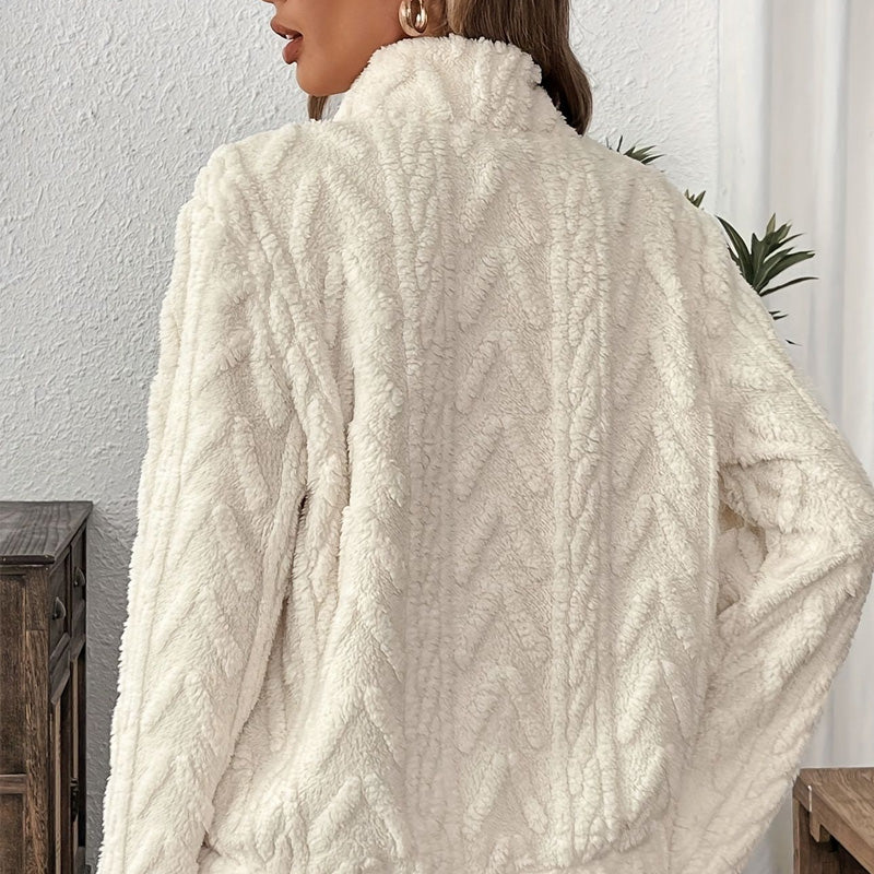Rozalinda – Sweat-shirt en peluche douce avec demi-zip et poche kangourou