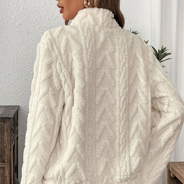 Rozalinda – Sweat-shirt en peluche douce avec demi-zip et poche kangourou