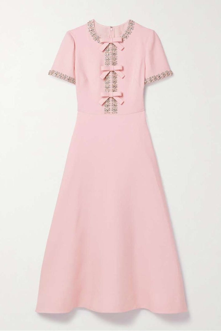 Aria™ | Robe midi avec détails en cristal et nœud